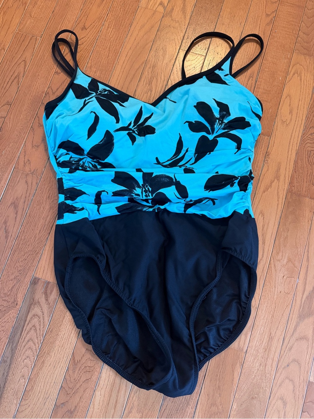 Turquoise & Black Floral One-Piece Swimsuit - Women